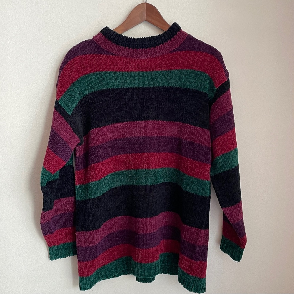 Vintage Striped Sweater Small Chunky Knit Mock Neck Indie Fisherman Grandpacore